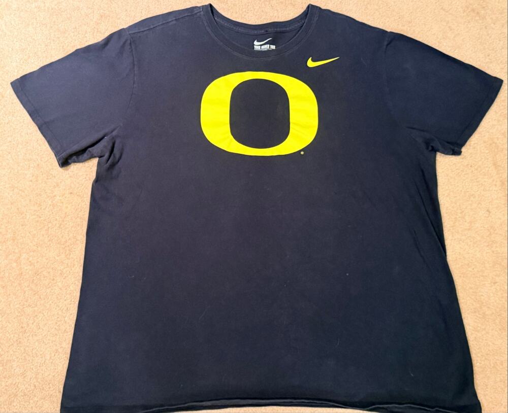 Nike Oregon Ducks T-Shirt Mens XL Black Yellow Logo College Football Tee EUC